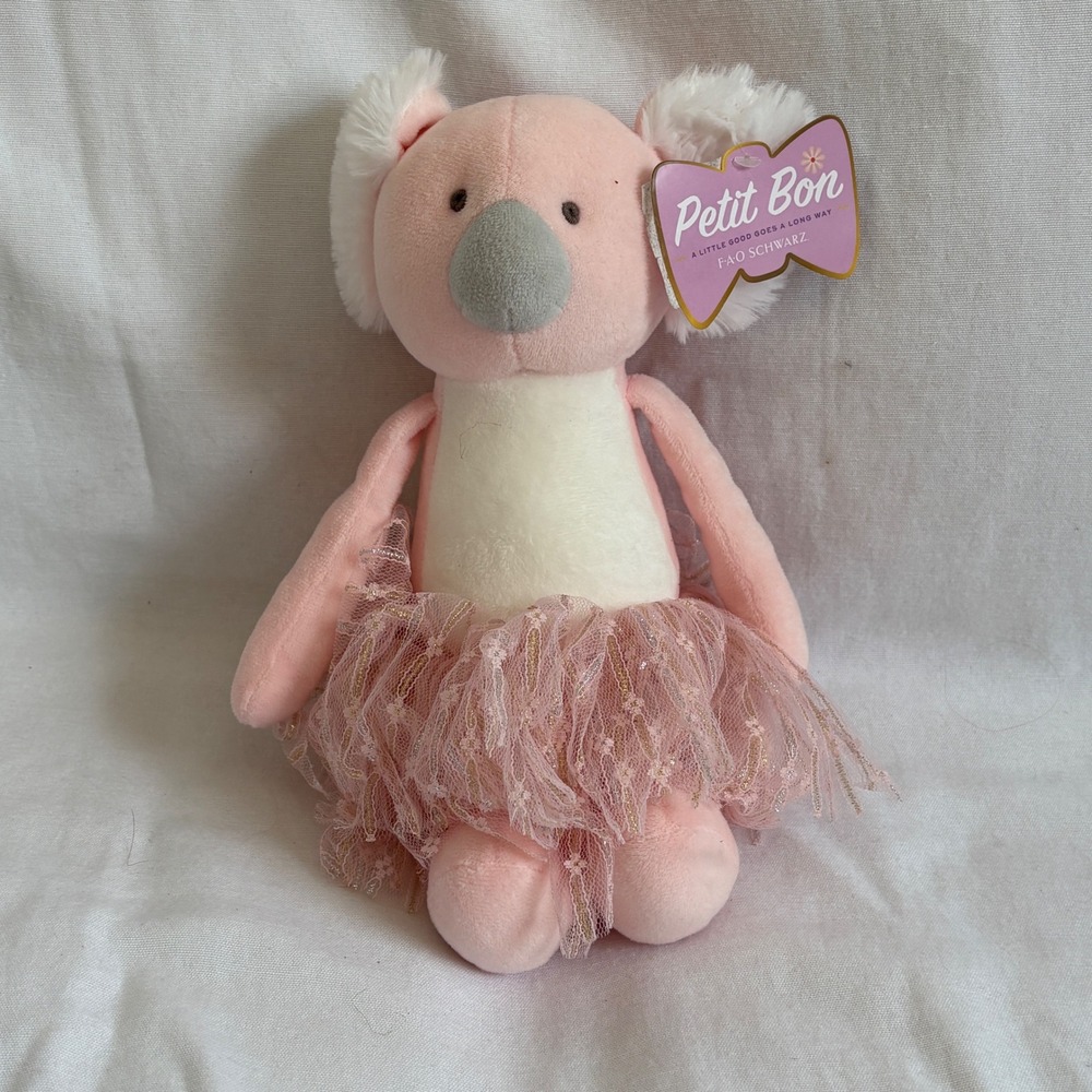 FAO Schwarz Petit Bon Pink Koala‎ Ballerina Plush Toy with Tutu 12 Inch NEW